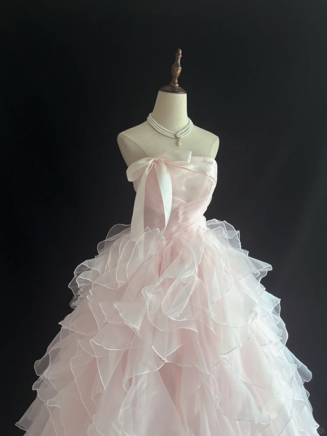 Blush Pink Strapless Youthful Voluminous Wavy Skirt Long Romantic Dress, Wedding Gown gh8017
