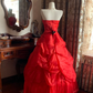 Red Strapless Waist-Cinched Voluminous Skirt Prom Dress, Birthday Ball Gown, Evening Party Gown gh7281