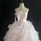 Blush Pink Strapless Youthful Voluminous Wavy Skirt Long Romantic Dress, Wedding Gown gh8017