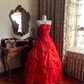 Red Strapless Waist-Cinched Voluminous Skirt Prom Dress, Birthday Ball Gown, Evening Party Gown gh7281