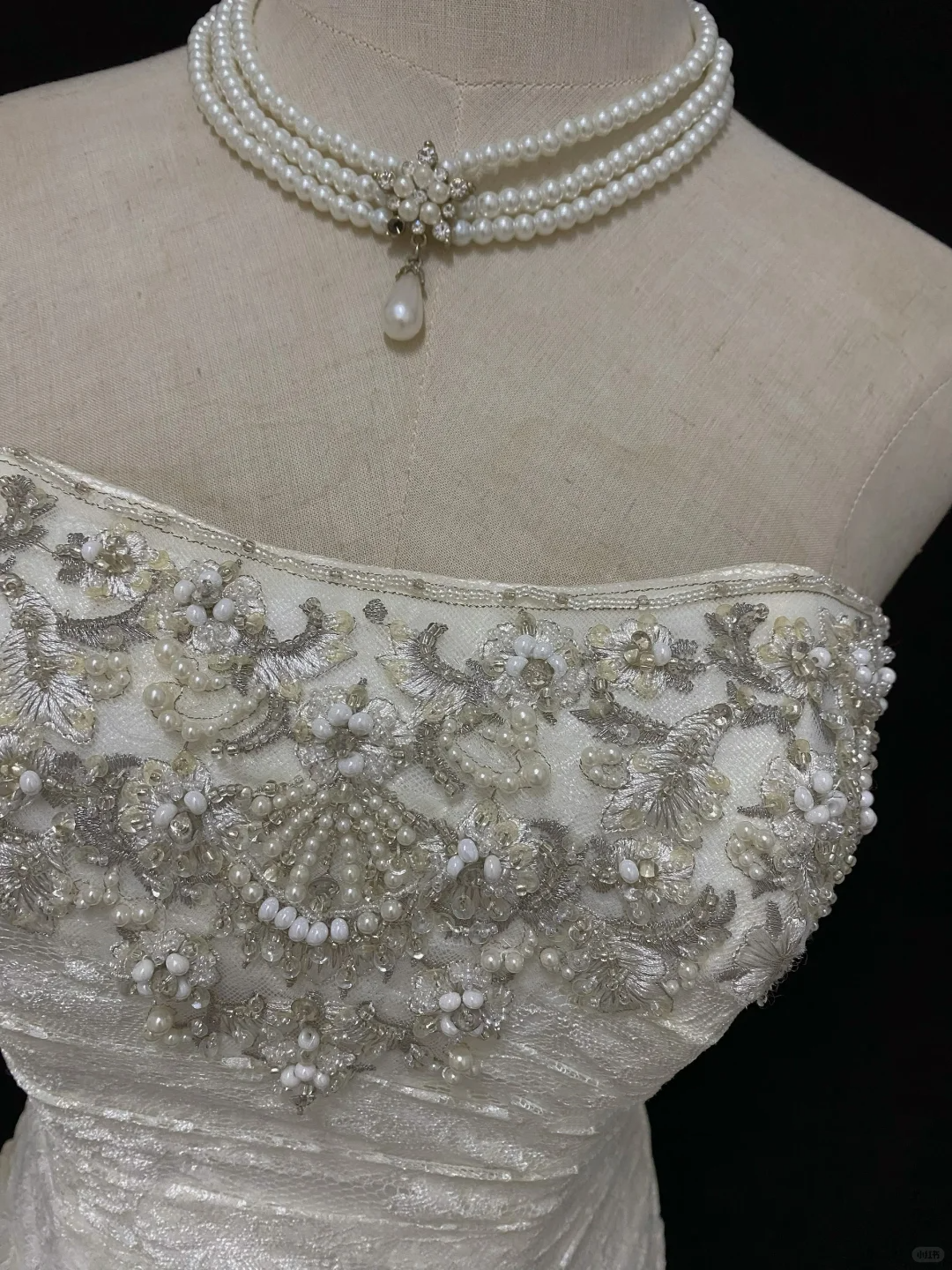 Off White Strapless Elegant Long Romantic Gown, Beaded Decoration, Cinched Slim Waist, Wedding Dress & Bridal Gown gh8106