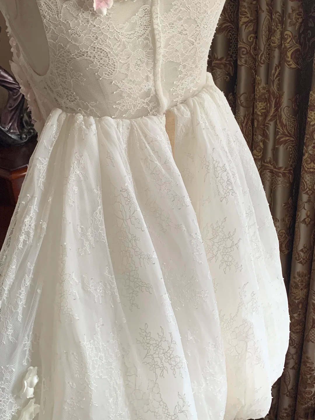 White Spaghetti Strap Puffy Bud Skirt Prom Dress, Birthday Gown gh7252