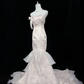 Blush Pink Satin Strapless, Cinched Waist, Slim Fit Mermaid Silhouette Sexy Long Romantic Dress, Wedding Gown gh8067