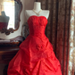 Red Strapless Waist-Cinched Voluminous Skirt Prom Dress, Birthday Ball Gown, Evening Party Gown gh7281