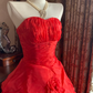 Red Strapless Waist-Cinched Voluminous Skirt Prom Dress, Birthday Ball Gown, Evening Party Gown gh7281
