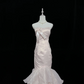 Blush Pink Satin Strapless, Cinched Waist, Slim Fit Mermaid Silhouette Sexy Long Romantic Dress, Wedding Gown gh8067