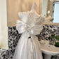 White Off-the-Shoulder Waist-Cinched Voluminous Skirt Long Romantic Dress, Wedding Gown gh7683