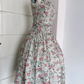 Vintage Halter Neck Floral Midi Dress, Sleeveless Off‑Shoulder High Halter Collar Wide Waistband Full Pleated Swing Skirt Rose Print Cocktail Gown gh9087