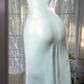Light Mint Green V-Neck Lace Spaghetti Strap Satin Midi Mermaid Evening Dress gh9519