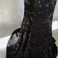 ✨Girlhomeshops-Black One Shoulder 3D Flower Sequin Mermaid Evening Gown gh10284
