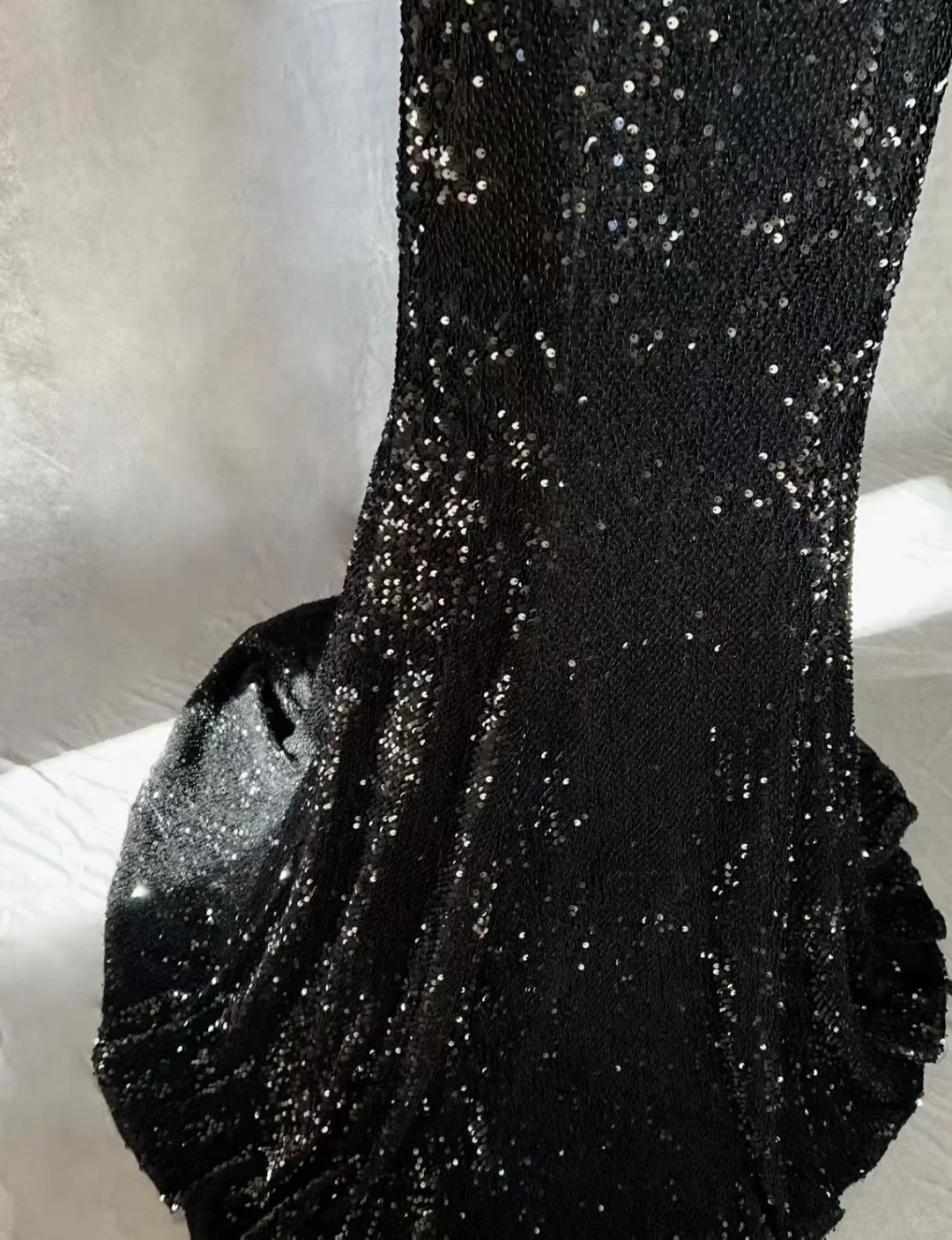✨Girlhomeshops-Black One Shoulder 3D Flower Sequin Mermaid Evening Gown gh10284