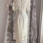 Ivory Vintage Lace Midi Mermaid Wedding Dress, Cape Collar Bridal Gown gh9313