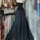 Black Strapless Corset Fitted Mermaid Hem Prom Dress, Formal Evening Gown gh7209