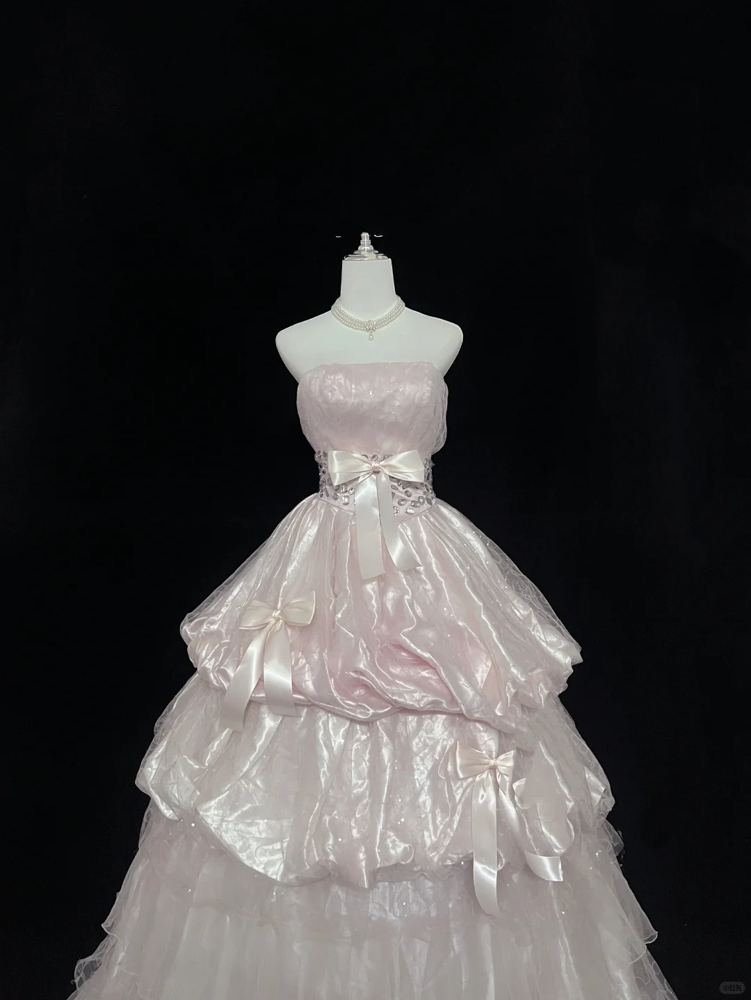 Blush Pink Strapless Cinched Waist Voluminous Elegant Princess Skirt Romantic Dress, Wedding Gown gh8018