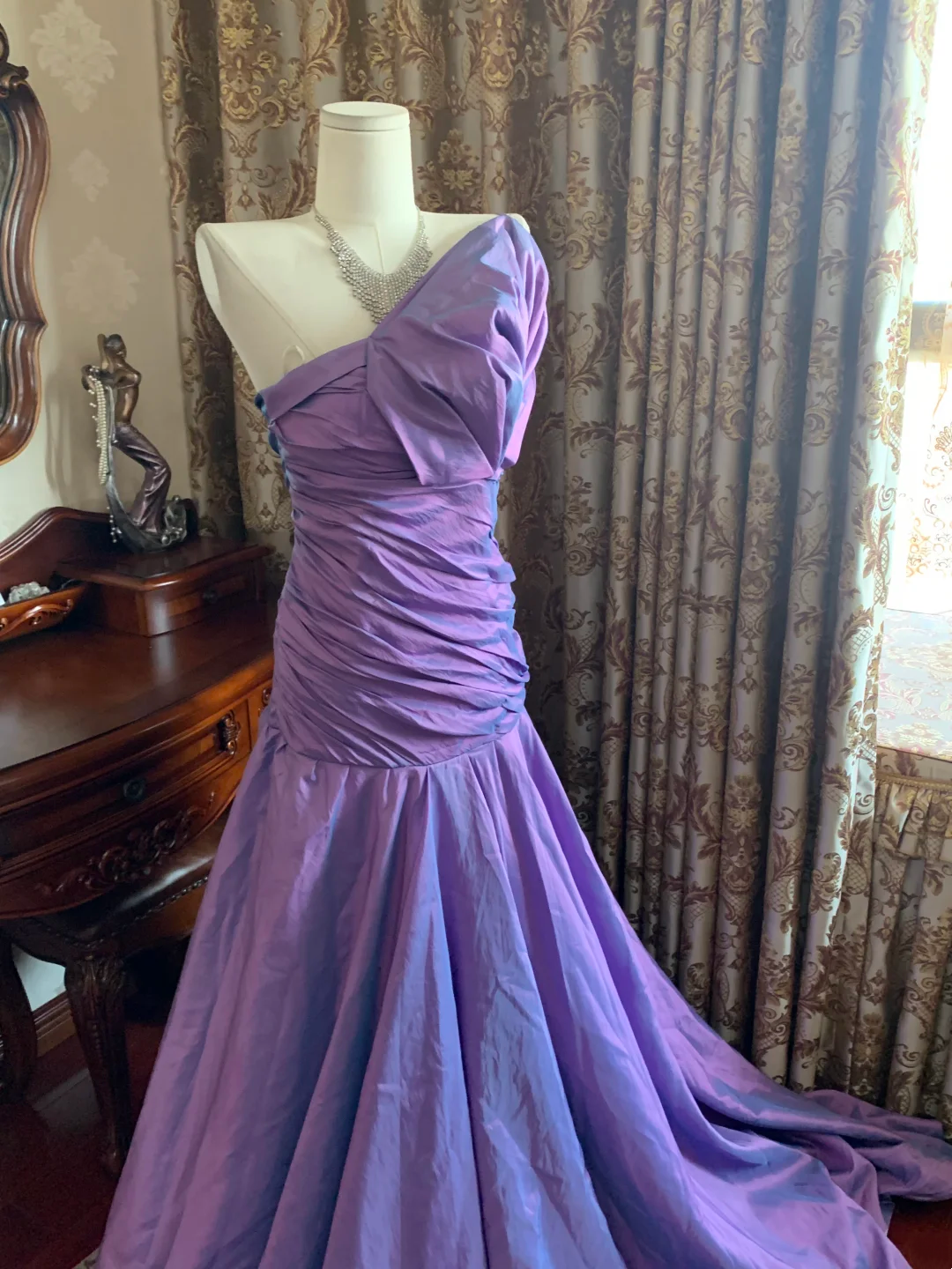 Light Purple One-Shoulder Spaghetti Strap Waist-Cinched Mermaid Skirt Prom Dress, Evening Gown, Graduation Party Dress gh7253