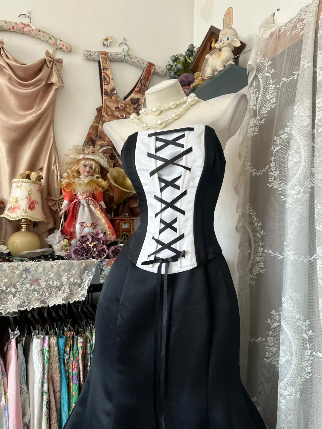 Black Strapless Corset Fitted Mermaid Hem Prom Dress, Formal Evening Gown gh7209