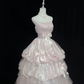 Blush Pink Strapless Cinched Waist Voluminous Elegant Princess Skirt Romantic Dress, Wedding Gown gh8018