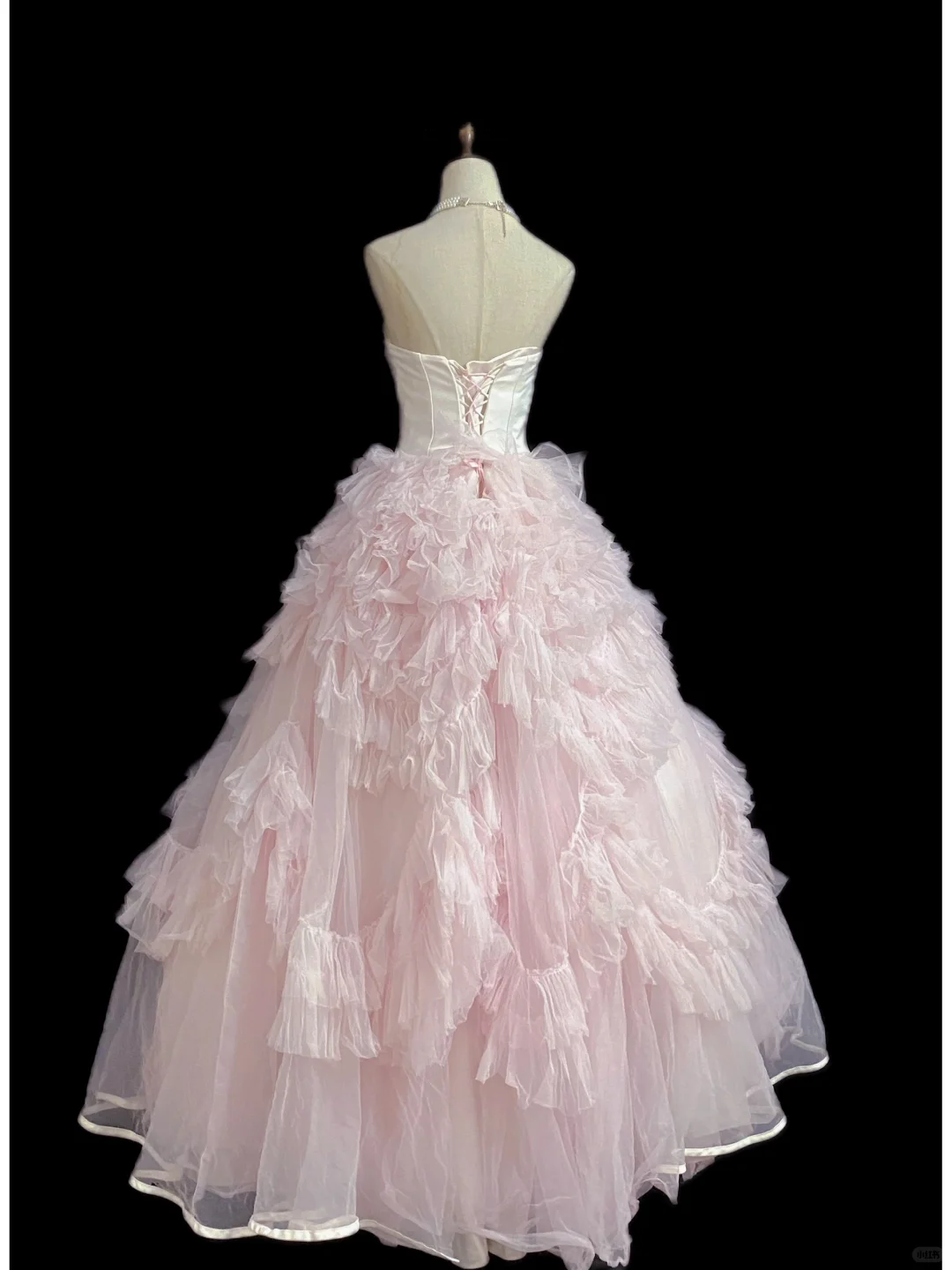 Blush Pink Simple Strapless Long Romantic Wedding Dress, Cinched Waist, Voluminous Princess Skirt gh8333