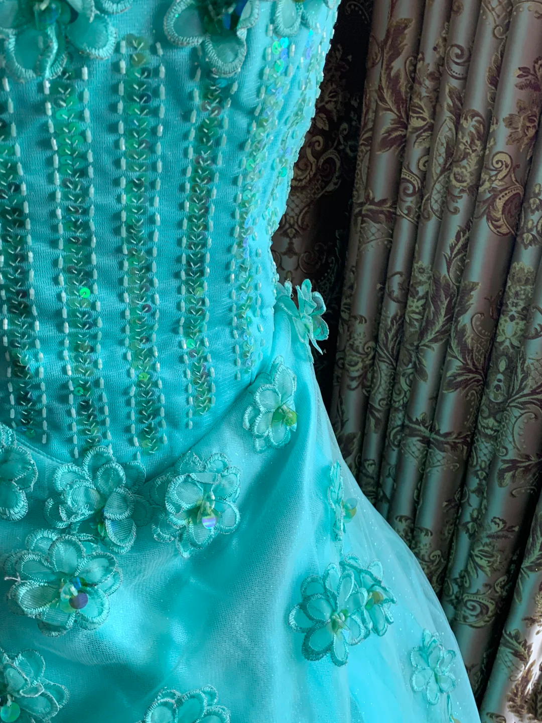 Lake Blue Spaghetti Strap Waist-Cinched Voluminous Skirt Prom Dress, Evening Ball Gown, Birthday Party Gown gh7282