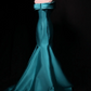 Peacock Green Off-Shoulder Waist-Cinched Fitted Luxury Satin Sexy Long Evening Dress, Fairy Gown, Romantic Gown gh7473