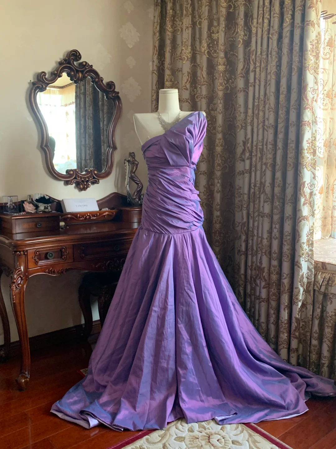 Light Purple One-Shoulder Spaghetti Strap Waist-Cinched Mermaid Skirt Prom Dress, Evening Gown, Graduation Party Dress gh7253