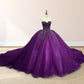 girlhomeshops-Lila schimmerndes, zart perlenbesetztes langes Tüllballkleid/Hochzeitskleid gh6186