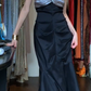 Halter Keyhole Neck Silver Black Two-Tone Satin Ruched Mermaid Long Evening Prom Dress gh9798