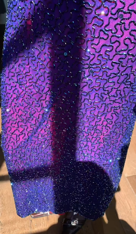 Strapless Ombre Purple Blue Fully Sequin Fitted Sheath Long Evening Prom Dress gh9769