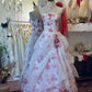 Red & White Floral Bandeau Ball Gown: 3D Flower Decoration, Layered Skirt, Retro Tea Party Gown gh6575