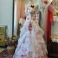 Red & White Floral Bandeau Ball Gown: 3D Flower Decoration, Layered Skirt, Retro Tea Party Gown gh6575