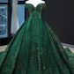 Silber/Rot/Grün Glänzend Wunderschöne Pailletten Langes Ballkleid Abendkleid Off Schulter Erwachsene Zeremonie Kleid gh3128