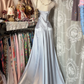 Satin Silver Gray Blue Strapless Elegant Full Skirt Prom Dress, Formal Evening Gown gh7210