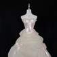 Blush Pink Bow Strapless Cinched Waist Voluminous Layered Princess Skirt Long Romantic Dress, Wedding Gown gh7973
