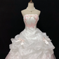Blush Pink Strapless Vintage Romantic Gown with Cinched Waist & Voluminous Princess Skirt, Wedding Dress gh8108