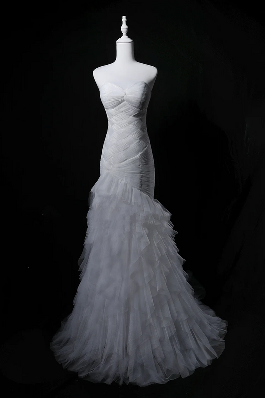 Strapless Unique Designed Neckline, Waist-Cinched Fitted Bodycon Sexy Mermaid Evening Dress, Fairy Gown, Romantic Gown gh7480
