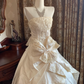 Ivory Strapless Waist-Cinched Voluminous Skirt Prom Dress, Evening Gown, Wedding Dress, Graduation Gown gh7254