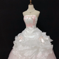Blush Pink Strapless Vintage Romantic Gown with Cinched Waist & Voluminous Princess Skirt, Wedding Dress gh8108