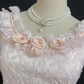 Blush Pink Vintage Rose Lace Romantic Wedding Dress, Cinched Waist, Voluminous Elegant Skirt gh8334