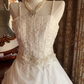 White Spaghetti Strap Waist-Cinched Voluminous Skirt Prom Dress, Evening Ball Gown, Birthday Party Gown gh7283