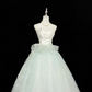 Light Green Spaghetti Strap Cinched Waist Voluminous Skirt Long Romantic Dress, Wedding Gown gh7885