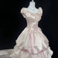 Blush Pink Vintage Royal Style Cinched Waist Voluminous Elegant Skirt Luxury Long Romantic Dress, Wedding Gown gh8019