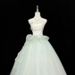 Light Green Spaghetti Strap Cinched Waist Voluminous Skirt Long Romantic Dress, Wedding Gown gh7885