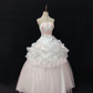 Blush Pink Strapless Vintage Romantic Gown with Cinched Waist & Voluminous Princess Skirt, Wedding Dress gh8108
