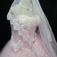 Gradient Blush Pink Strapless Romantic Gown, Cinched Waist, Voluminous Princess Skirt, Wedding Dress & Bridal Gown gh8193