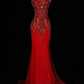 Red Strapless Beaded Waist-Hugging Slim Long Evening Gown for Party & Ball gh7149
