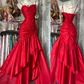 Red Spaghetti Strap Waist Slim Retro Long Ball Gown Evening Dress gh7115