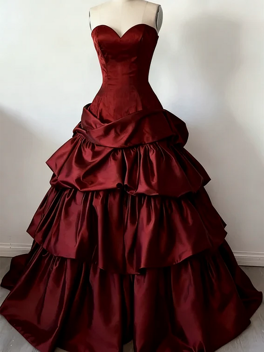 Wine Red Elegant Long Vintage Ball Gown gh7078