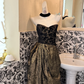 Gilded Gold Strapless Waist-Cinched Luxurious Vintage Romantic Gown gh7554