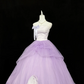 White Strapless Cinched Waist Lavender Voluminous Tulle Skirt Long Romantic Dress, Wedding Gown gh7849