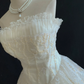 Off-white Strapless Romantic Gown, Embroidered Details, Cinched Waist, Voluminous Tiered Skirt, Wedding Gown gh8109